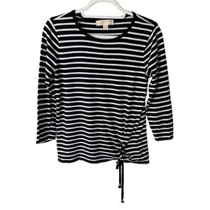 Michael Kors Black and White Striped Long Sleeve Top Size S Flawed Nautical